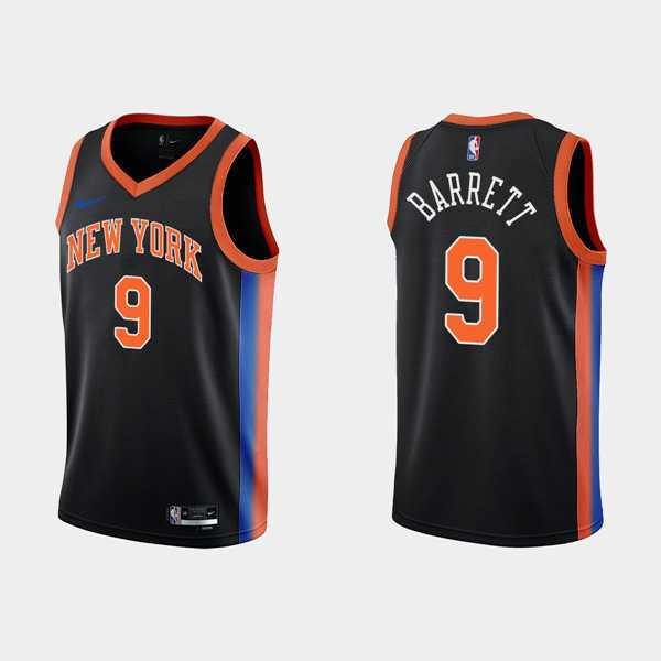 Men%27s New York Knicks #9 RJ Barrett Black City Edition Stitched Basketball Jersey Dzhi